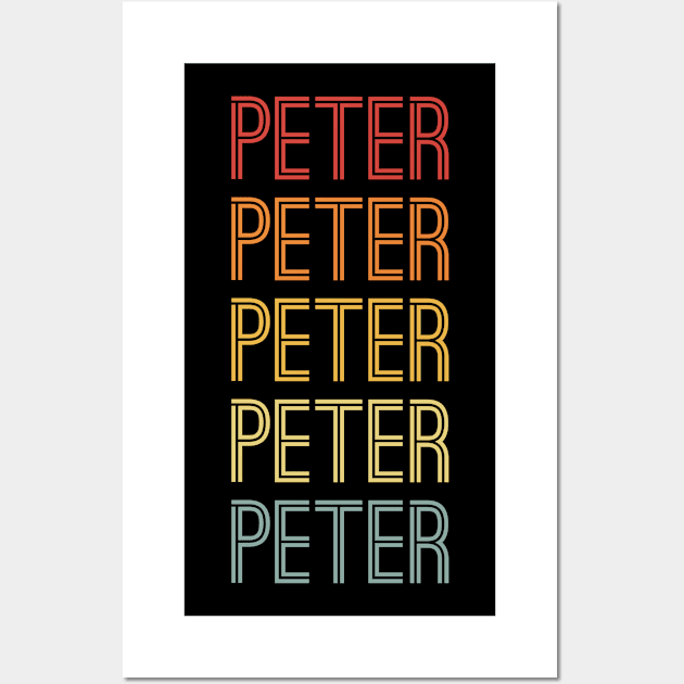 Peter Name Vintage Retro Gift For Peter Wall Art by CoolDesignsDz